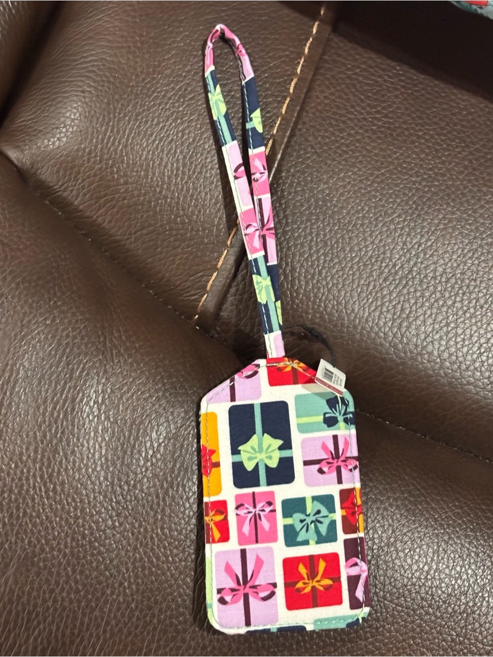 Vera Bradley Multicolor Gift-Box Print Luggage Tag with Strap